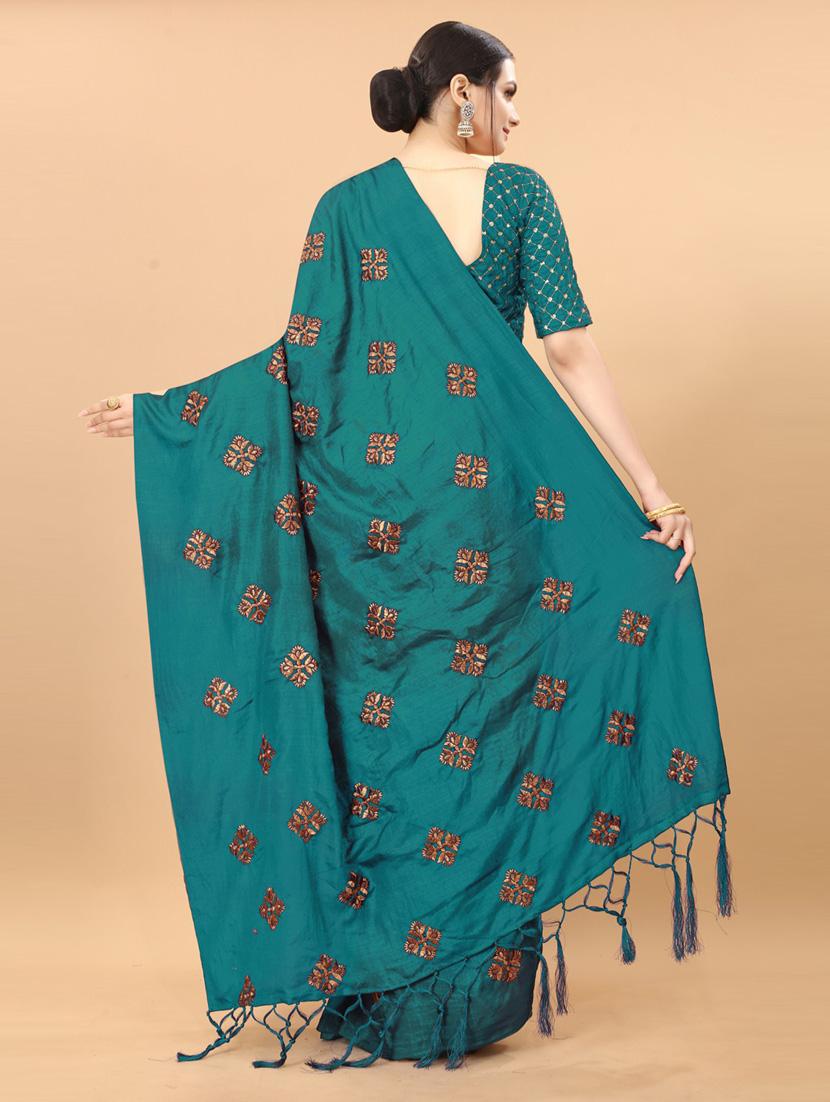 dark blue self design saree with blouse - 19431592 - Standard Image - 2