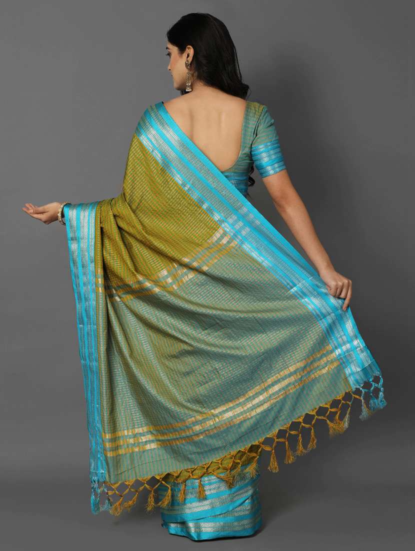 light green self design saree with blouse - 19431615 - Standard Image - 2