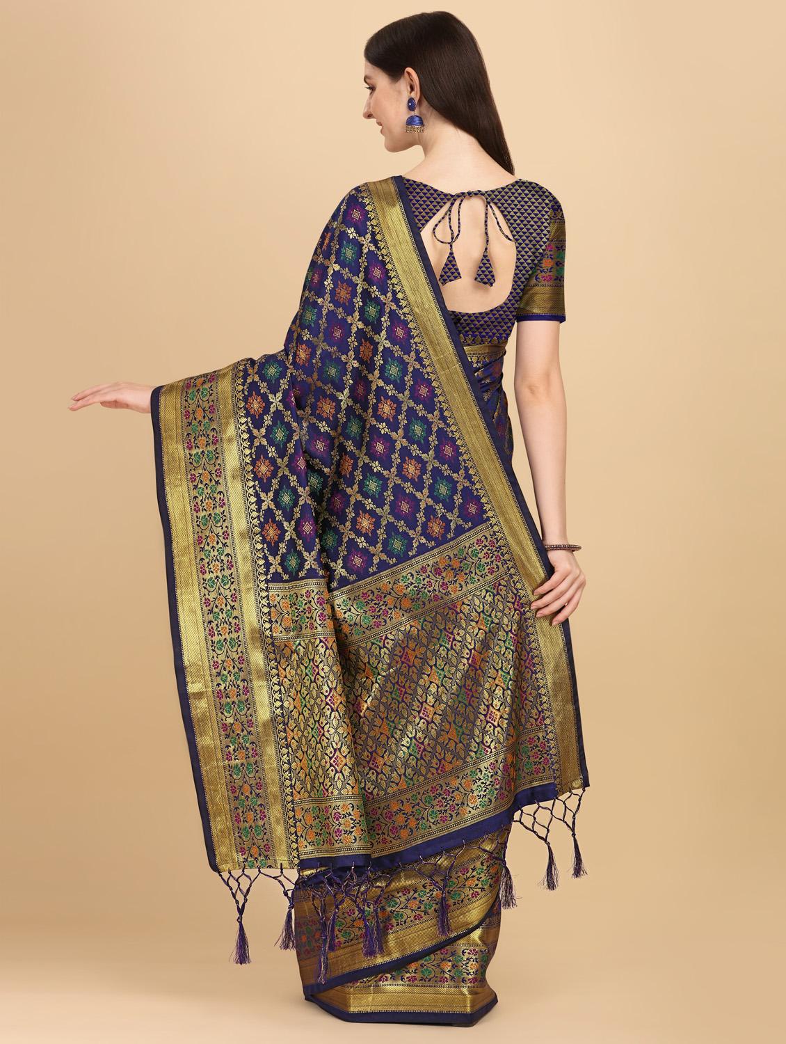 dark blue self design saree - 19431616 - Standard Image - 2