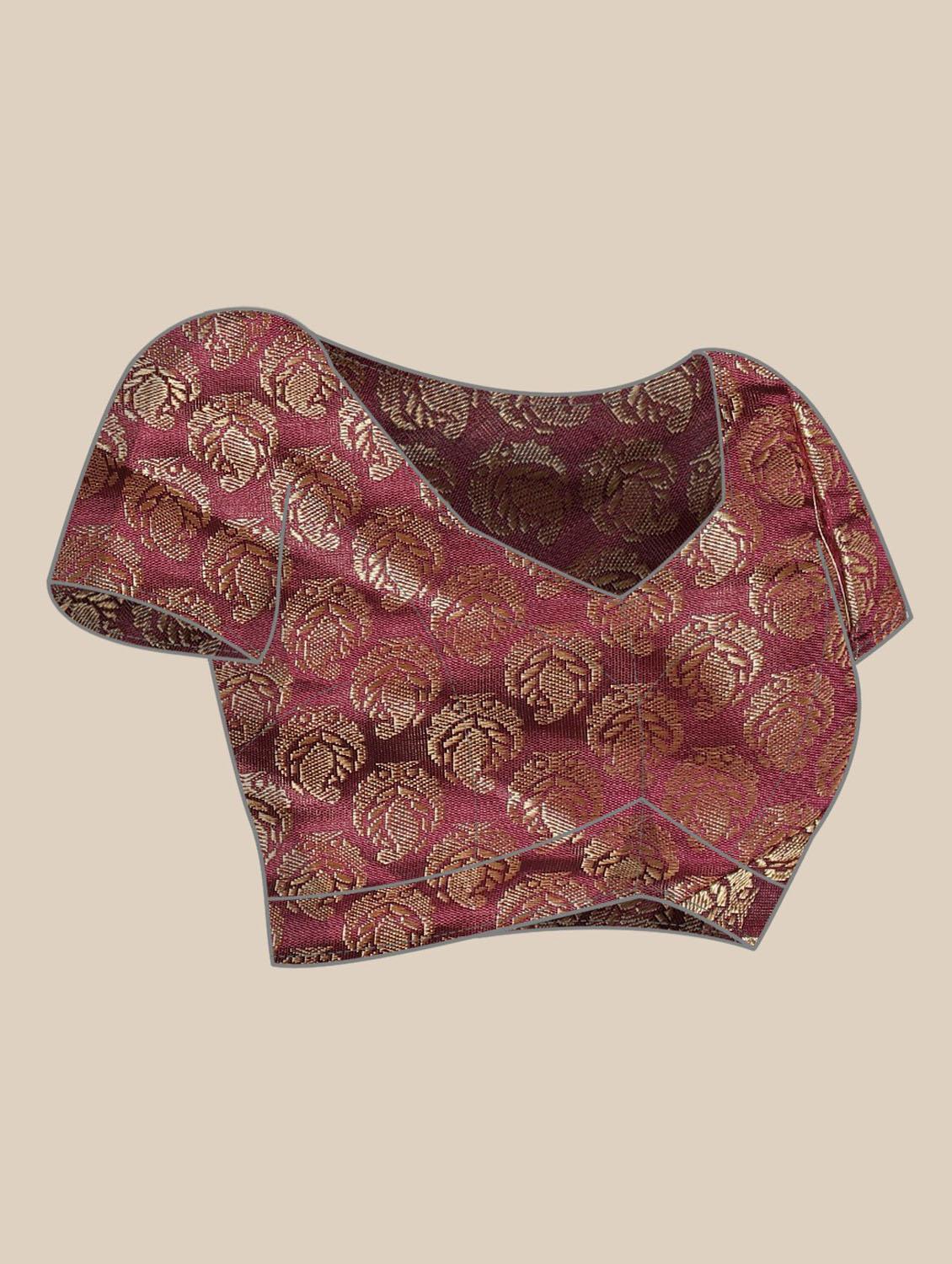 maroon self design saree with blouse - 19431621 - Standard Image - 2