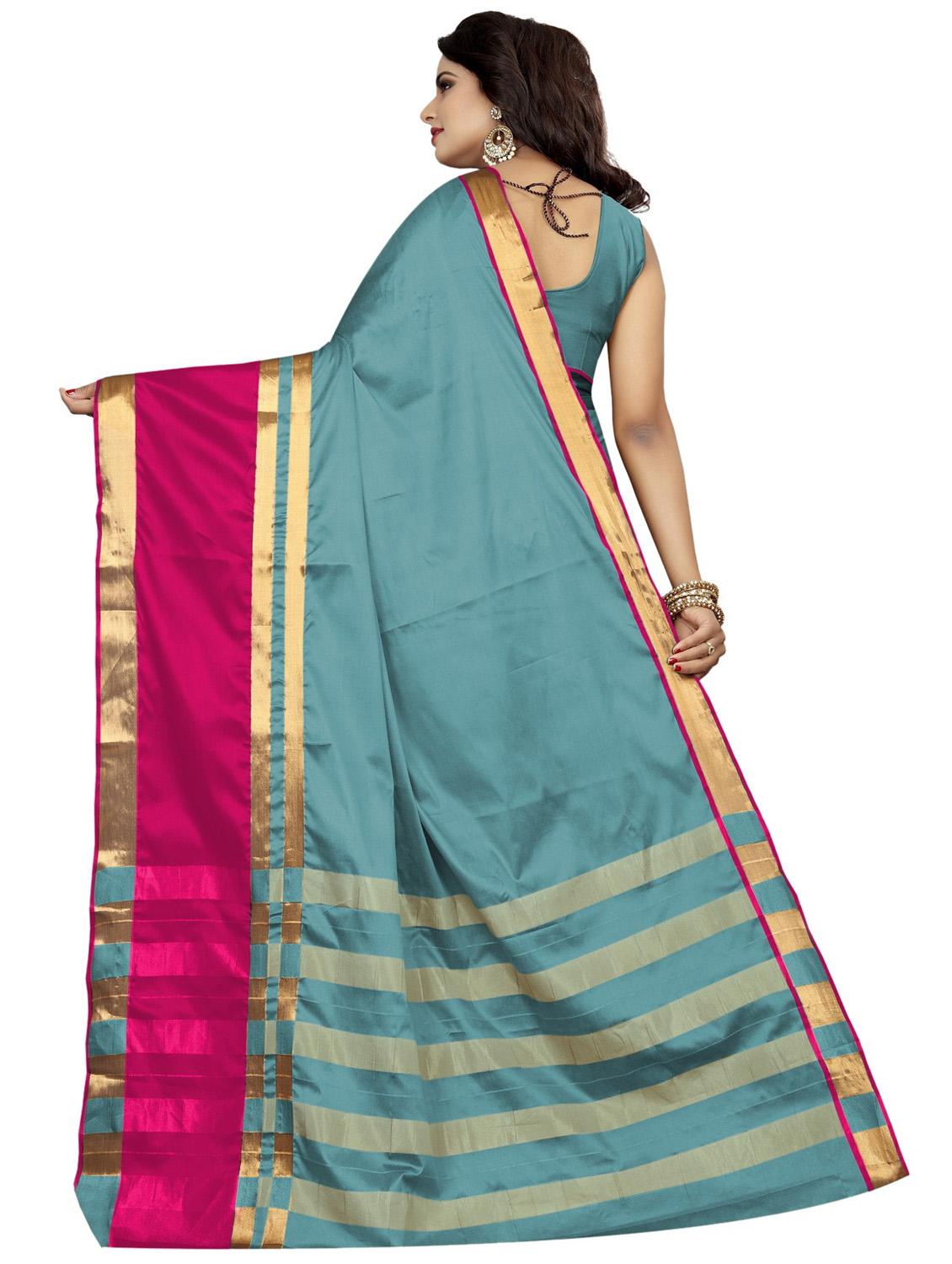 stripes maheshwari saree with blouse - 19431728 - Standard Image - 2