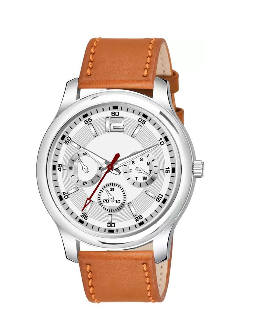 white leatherette watch