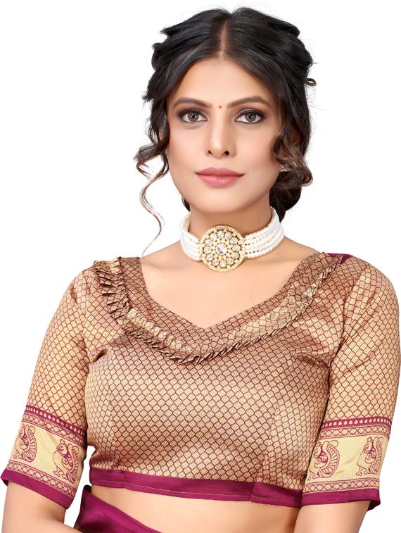 self design printed saree with blouse - 19434668 - Standard Image - 2