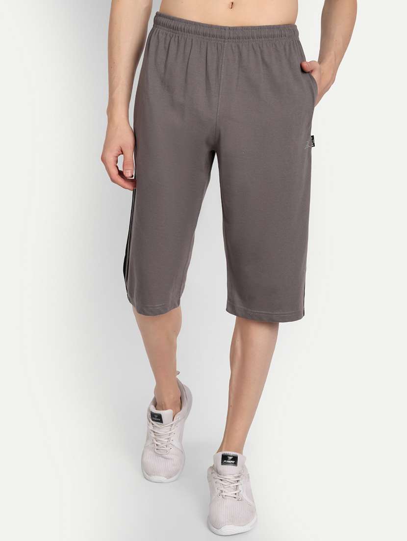 men solid mid rise three fourth 