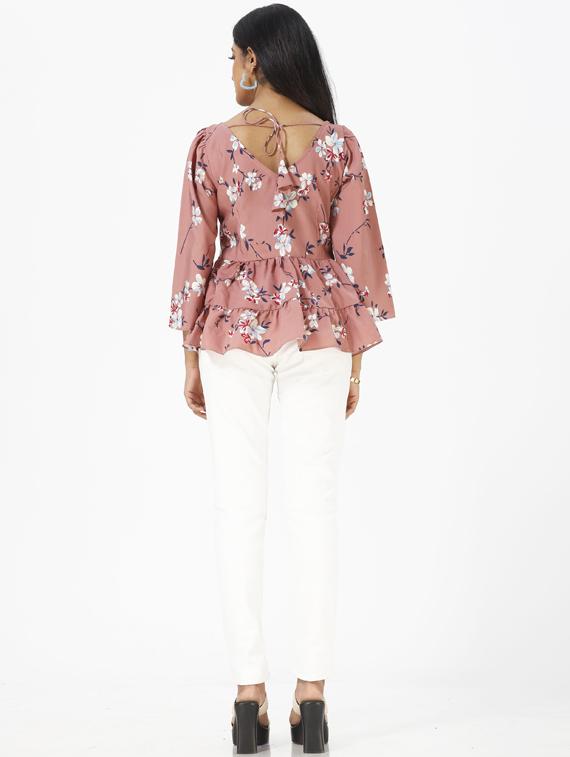 pink printed peplum top - 19435453 - Standard Image - 2