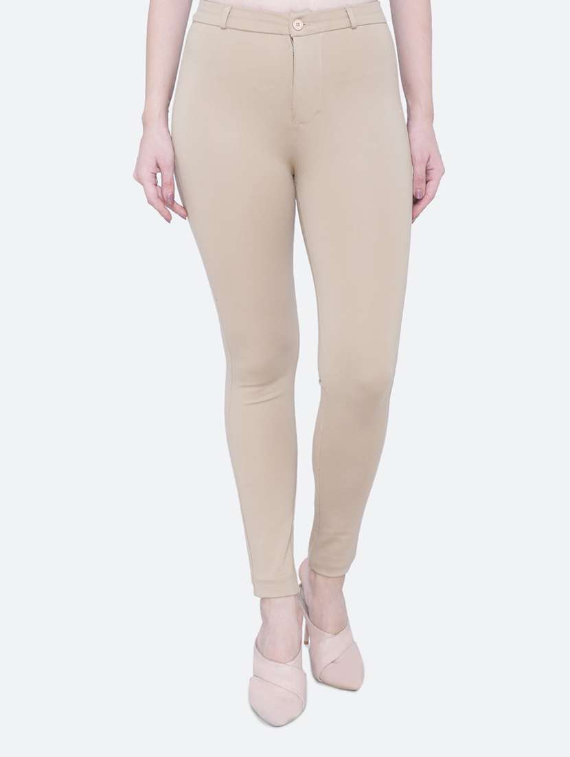women high rise beige trouser