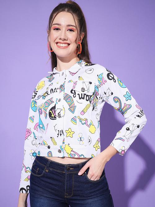 printed denim summer jacket - 19435576 - Standard Image - 0