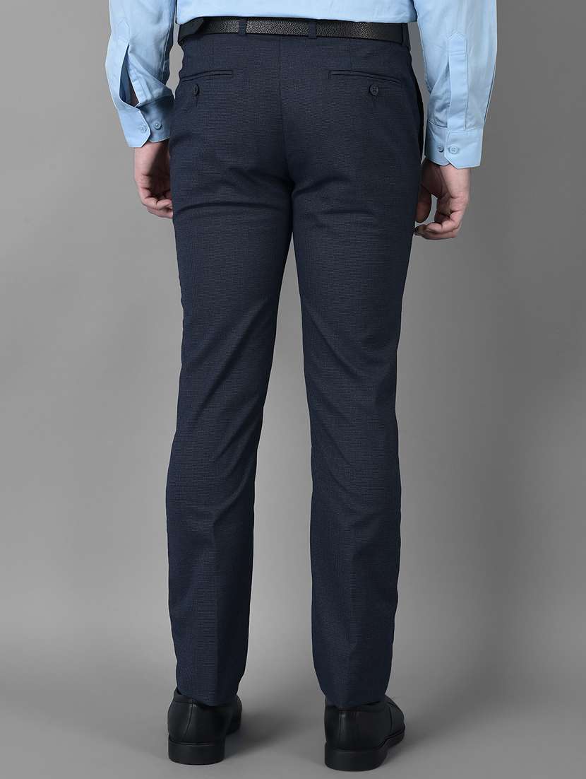 navy blue polyester flat front formal trouser - 19435857 -  Standard Image - 2