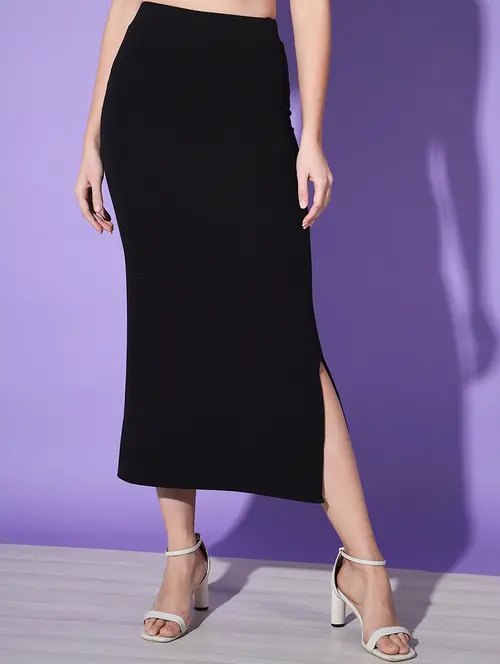 black solids side slit skirt - 19436124 - Standard Image - 0