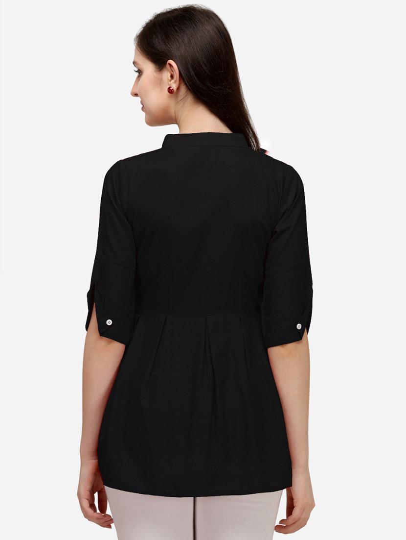 black rayon regular top - 19437047 - Standard Image - 2