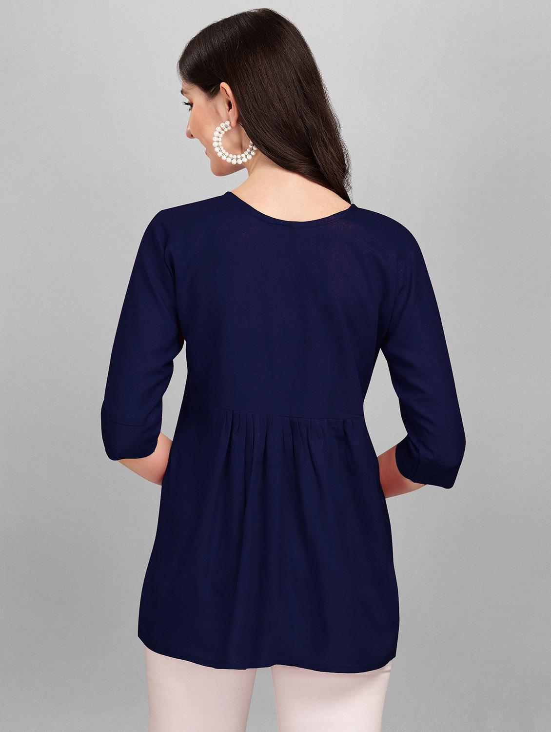 navy blue rayon regular top - 19437053 - Standard Image - 2