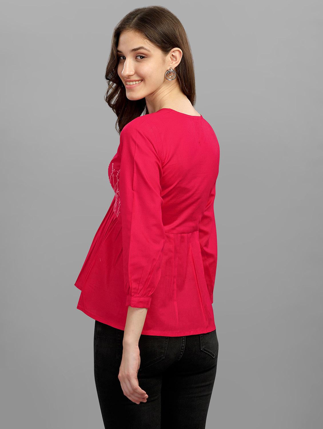 pink polyester peplum top - 19437071 - Standard Image - 2