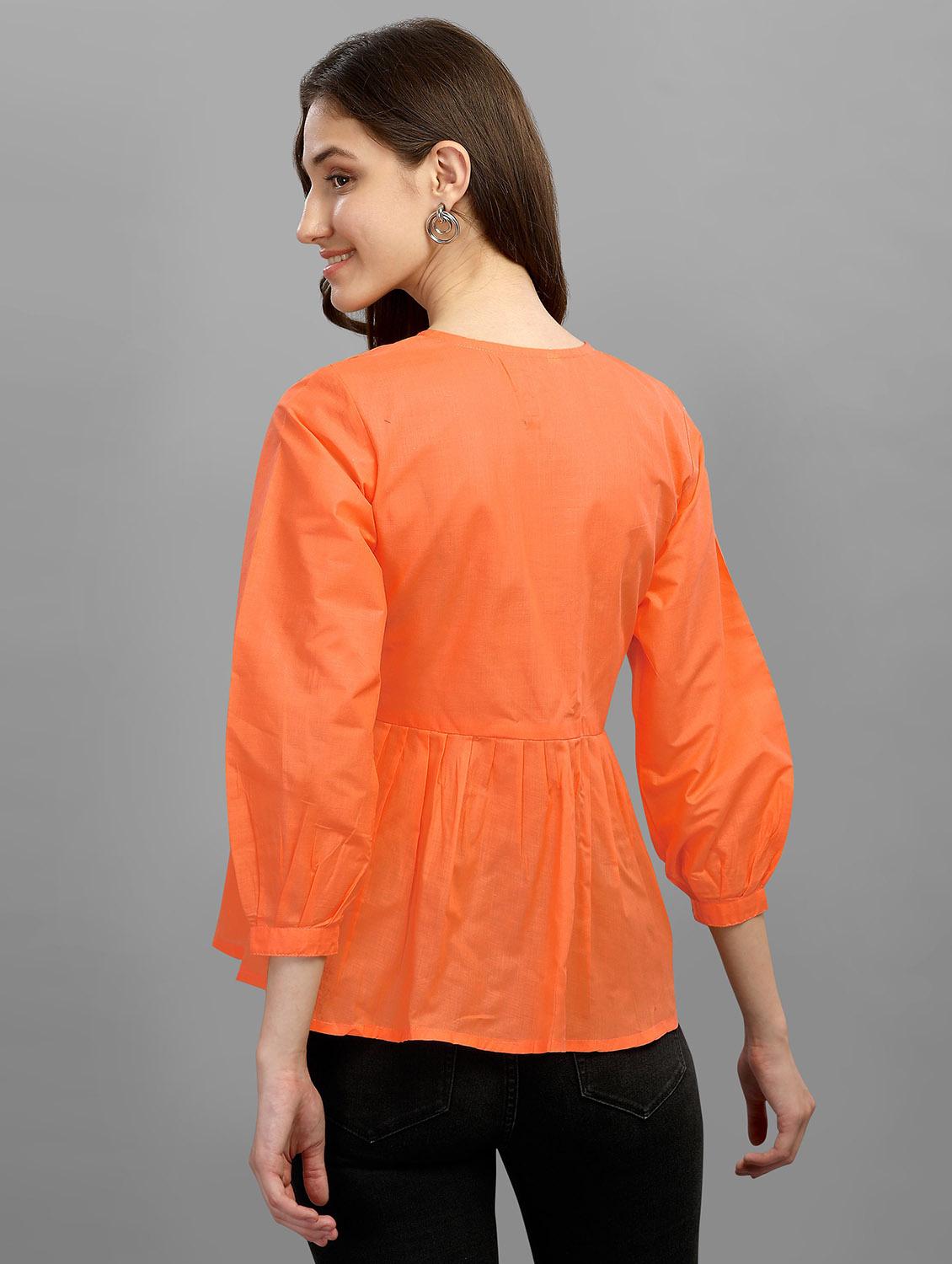 orange cotton peplum top - 19437079 - Standard Image - 2