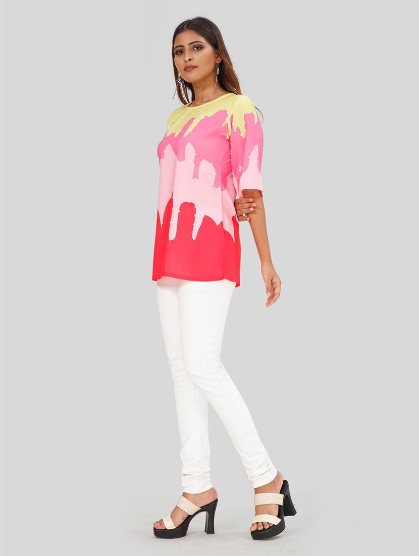 multi colored colored block a-line top - 19437082 - Standard Image - 2