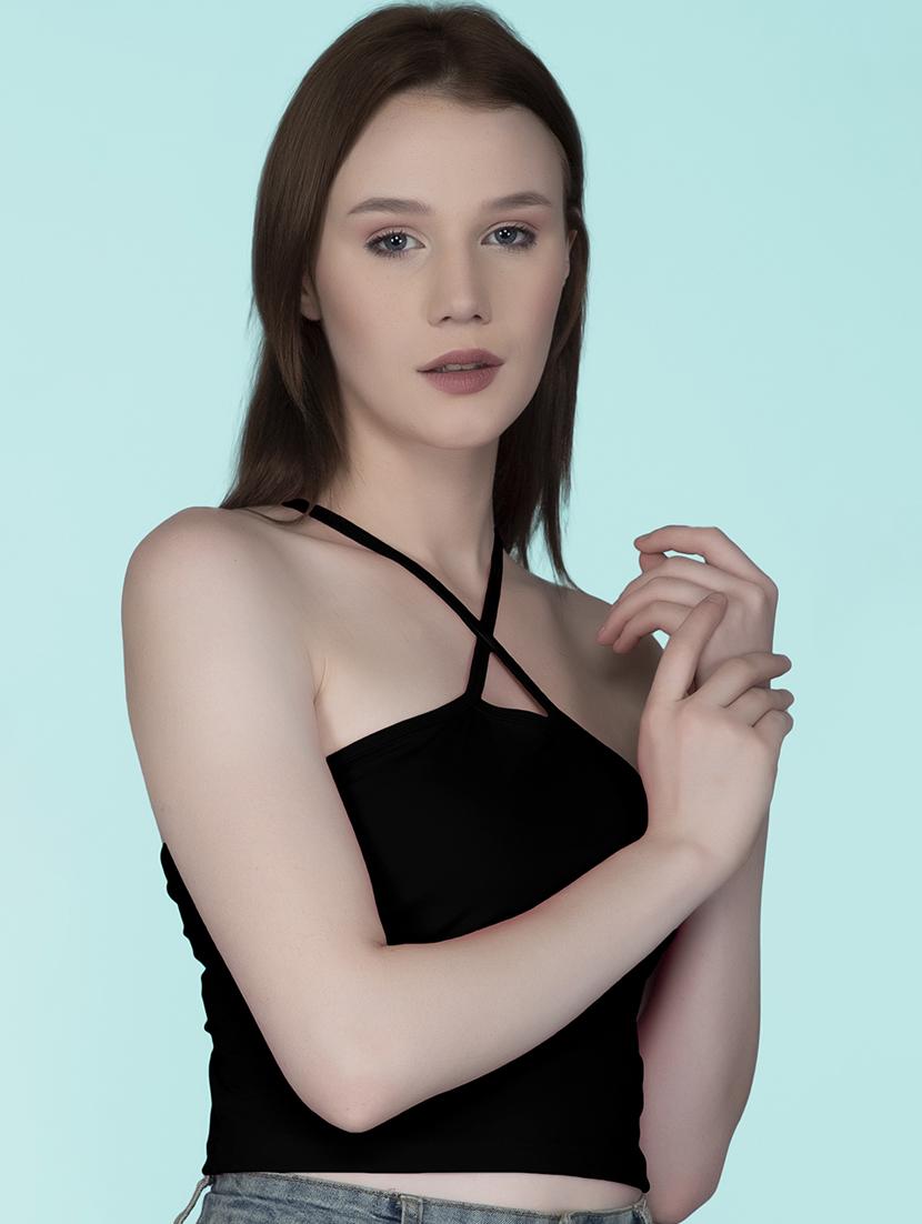 women's crop halter neck top - 19437997 - Standard Image - 2