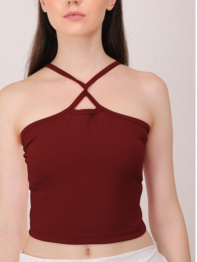 women's crop x neck top - 19438057 - Standard Image - 2