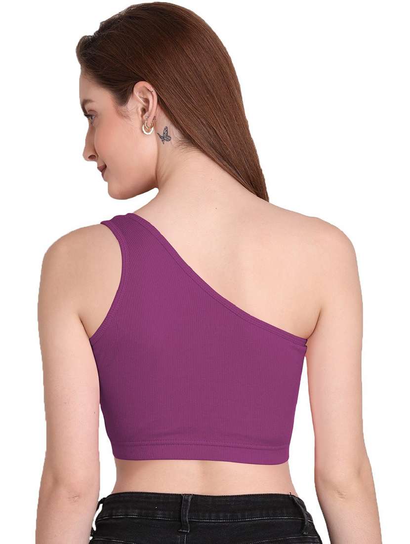 women's crop single shoulder top - 19438545 -  Standard Image - 2