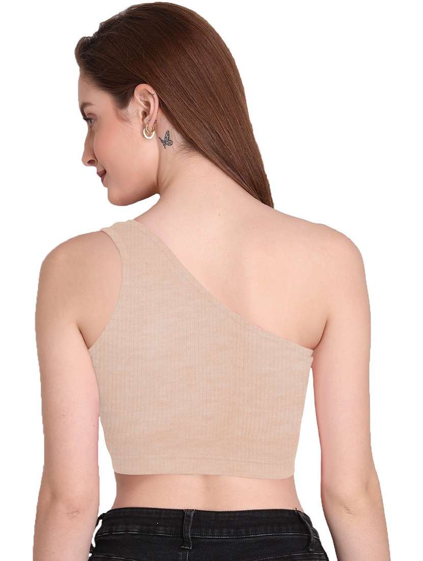 women's crop single shoulder top - 19438550 -  Standard Image - 2