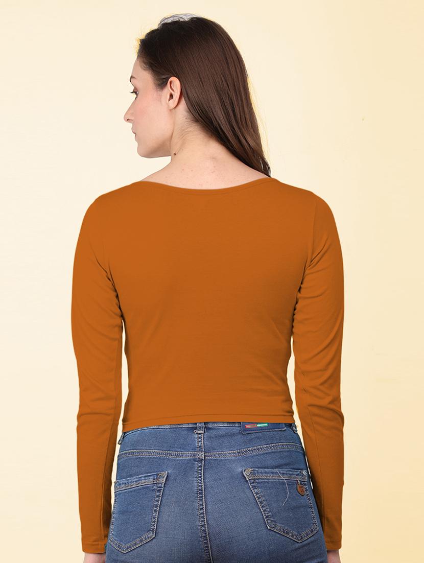 women's crop round neck top - 19438676 - Standard Image - 2