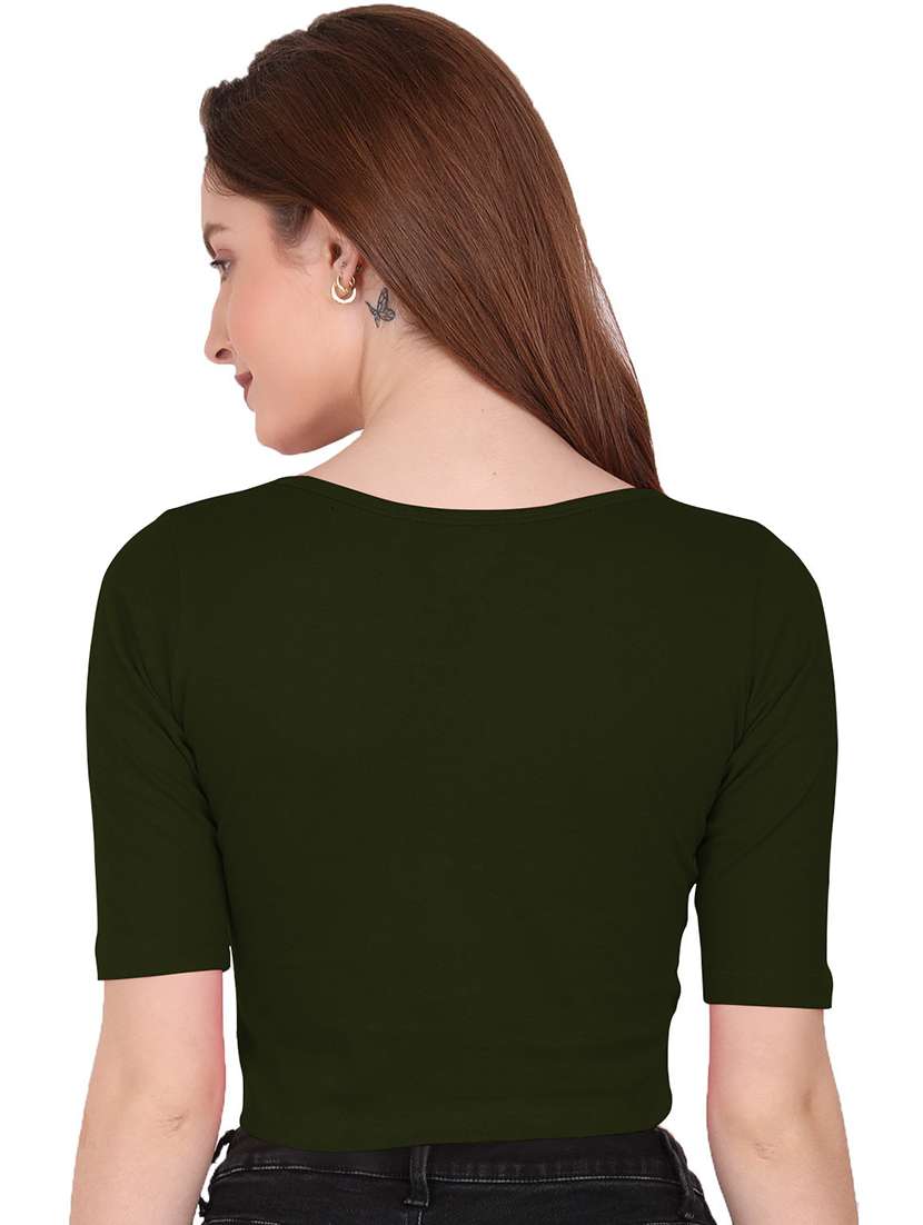 women's crop round neck top - 19439033 - Standard Image - 2