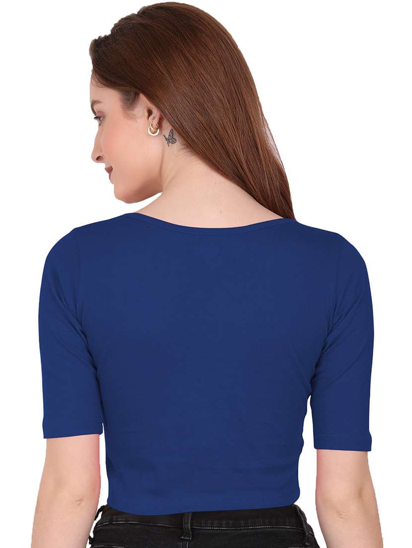 women's crop round neck top - 19439034 - Standard Image - 2