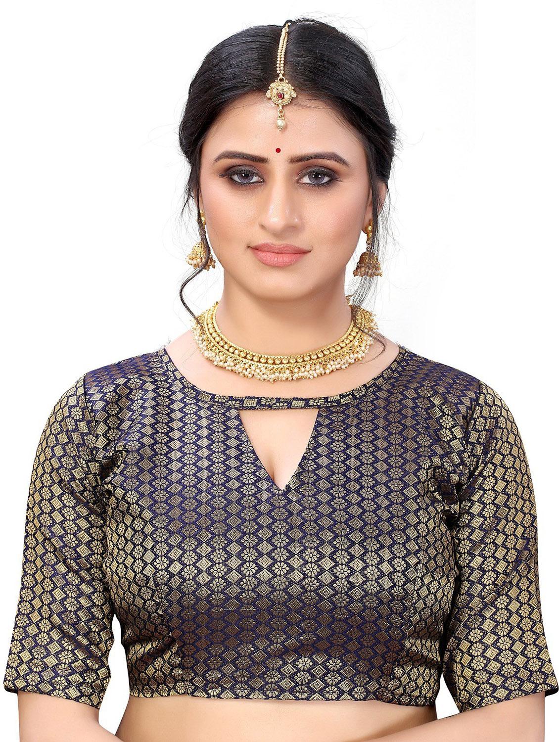 contrast bordered woven saree with blouse - 19439280 - Standard Image - 2