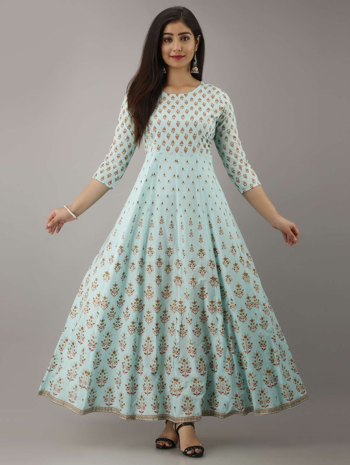 Round Neck Printed Anarkali Kurta