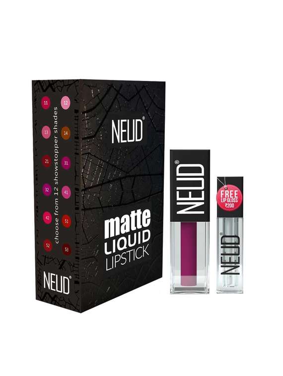 neud matte liquid lipstick boss lady with almond oil,vitamin e,smudge proof 12-hour stay formula with free lip gloss-1 pack