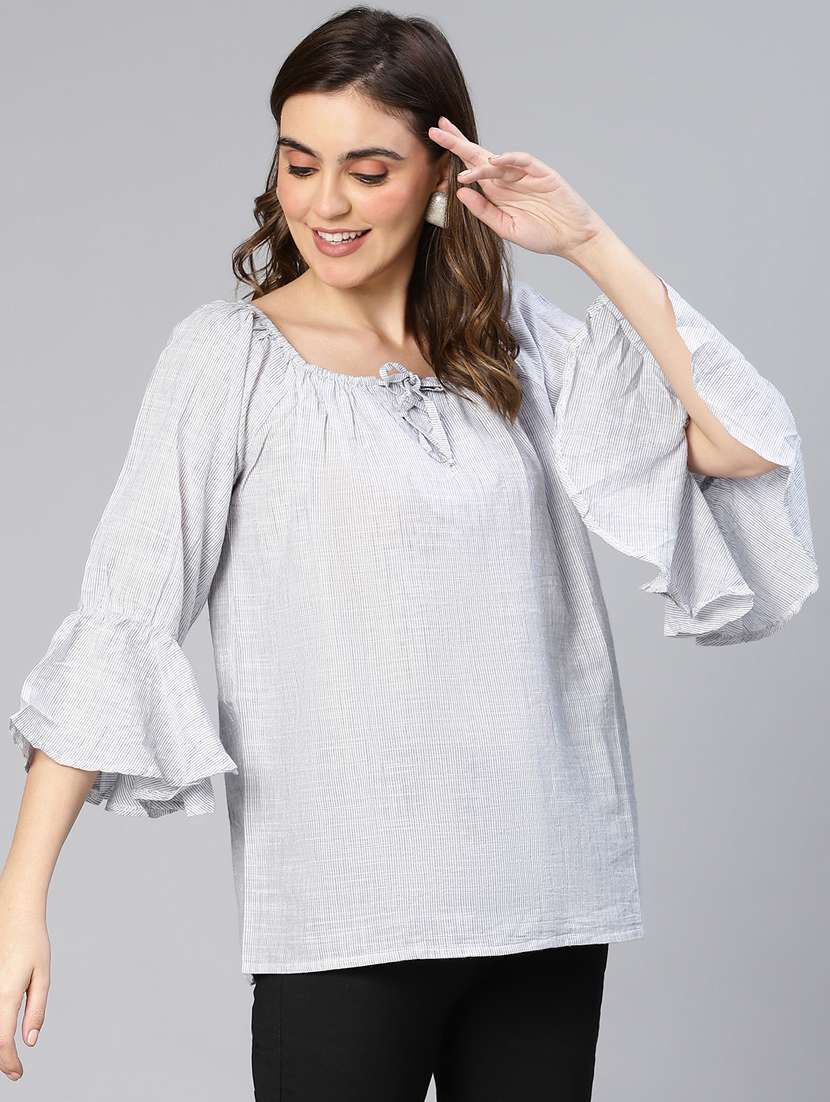 women's straight tie-up neck top - 19440860 -  Standard Image - 2