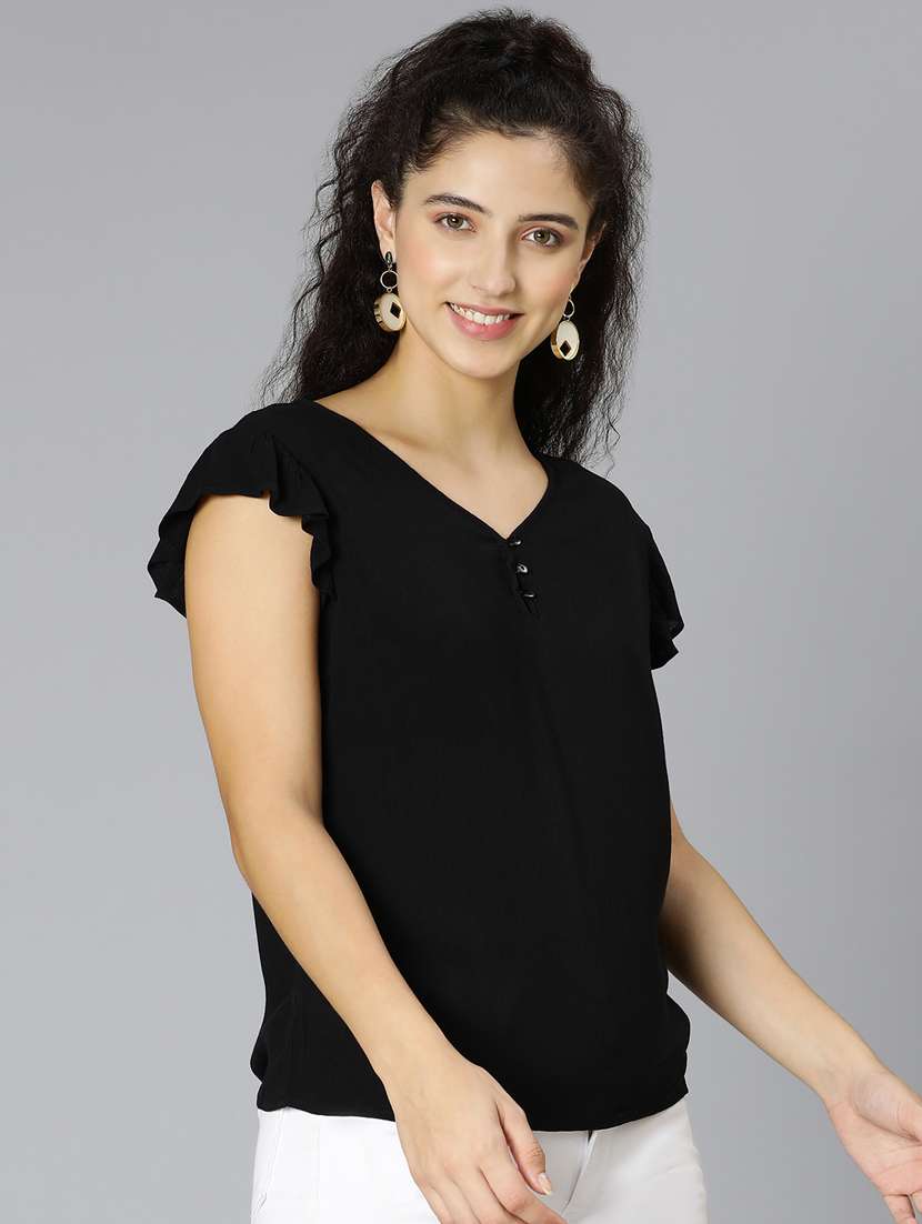 women's straight v neck top - 19440867 -  Standard Image - 2