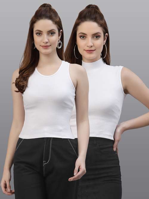 pack of 2 women solid white top - 19451348 - Standard Image - 0