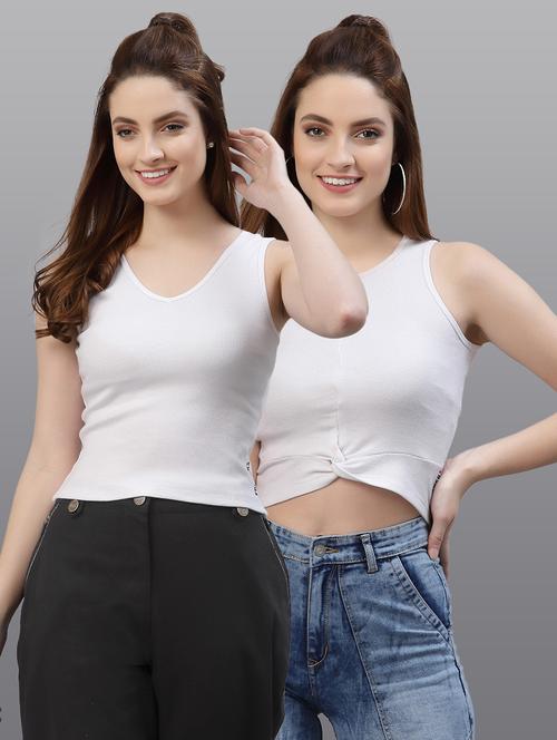 women's crop round neck top - 19451383 - Standard Image - 0