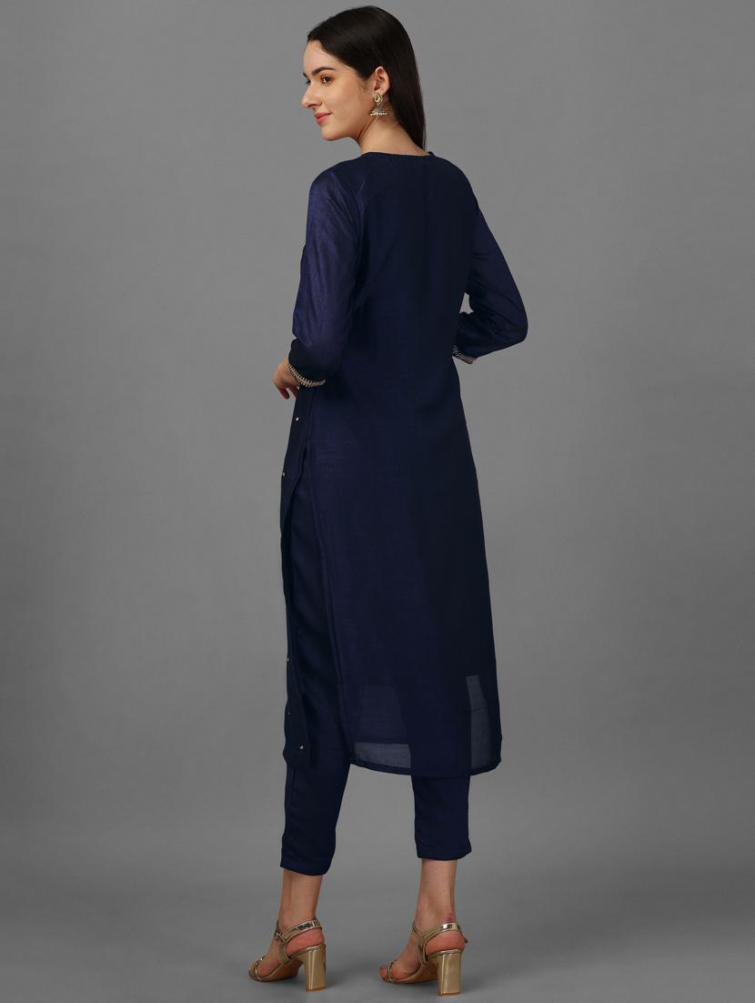 self design silk blend straight kurta - 19451990 - Standard Image - 2