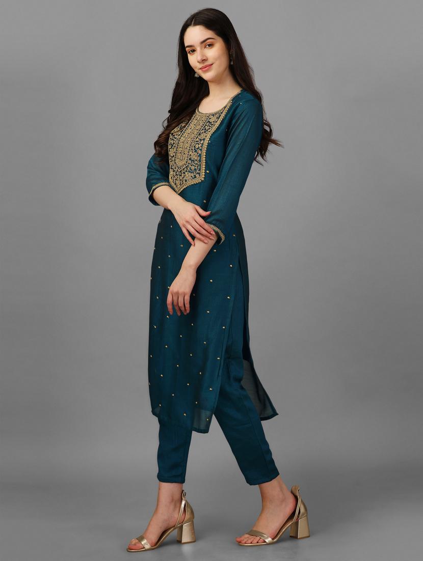 self design silk blend straight kurta - 19451993 - Standard Image - 2