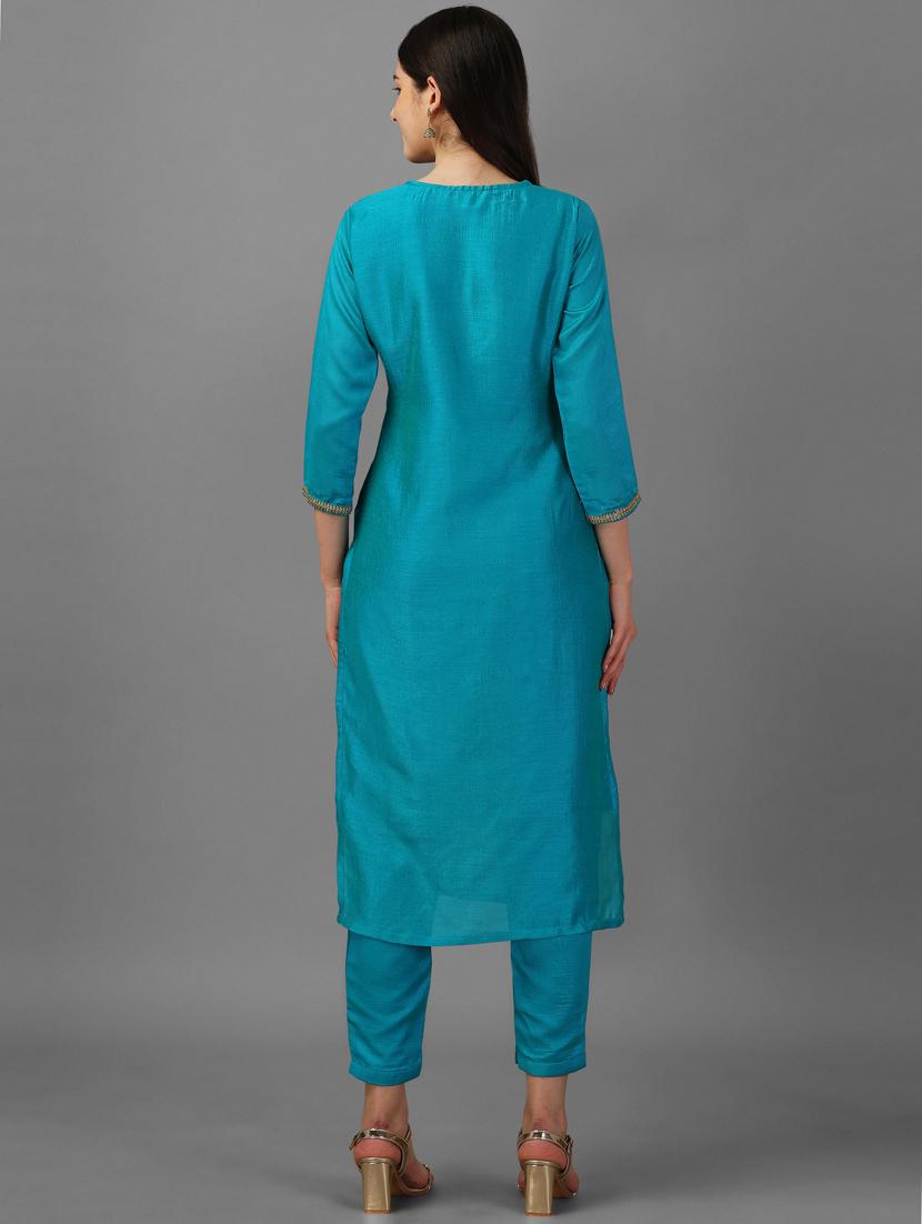 self design silk blend straight kurta - 19451995 - Standard Image - 2