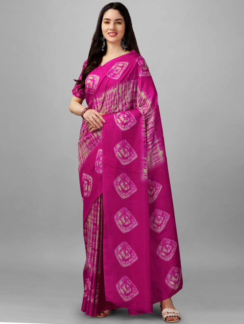 women's shibori pink colored saree with blouse - 19452036 -  Standard Image - 2