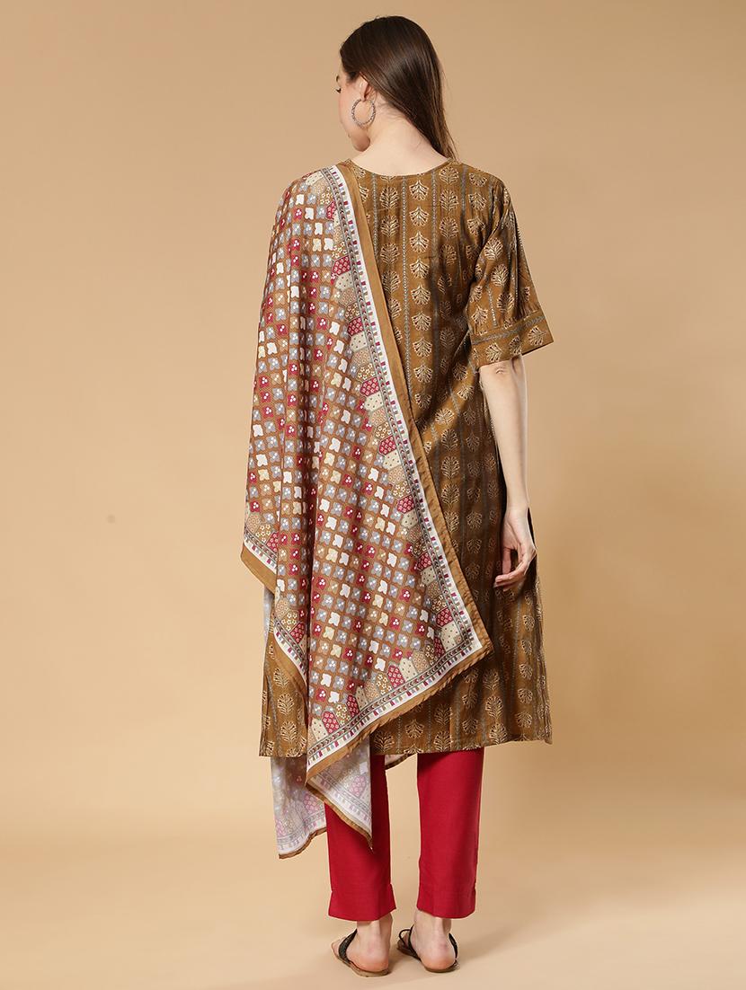 printed kurta dupatta set - 19452042 - Standard Image - 2