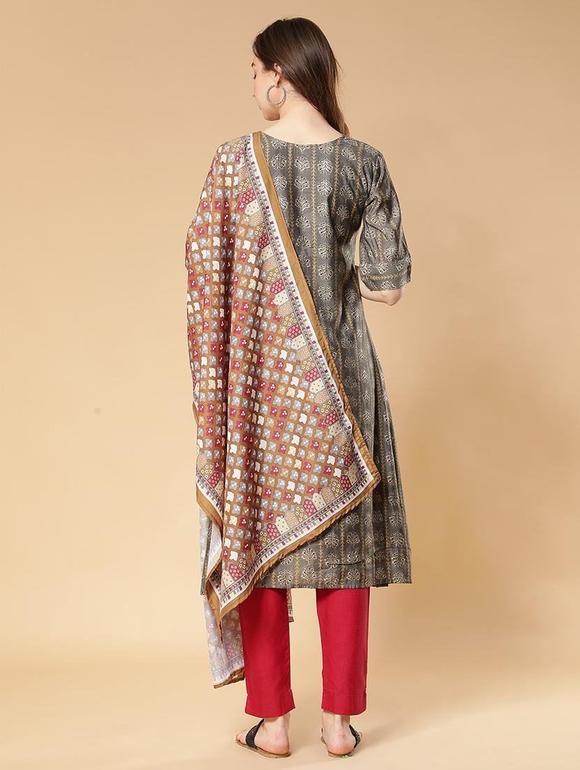 printed kurta dupatta set - 19452043 - Standard Image - 2