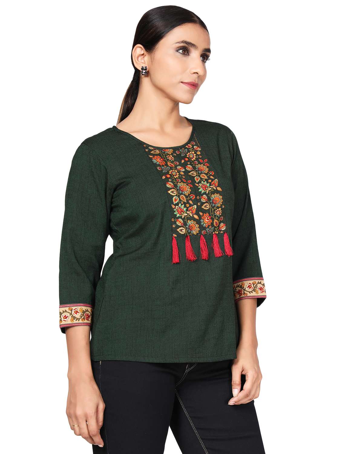 round neck printed regular tunic - 19452092 -  Standard Image - 2