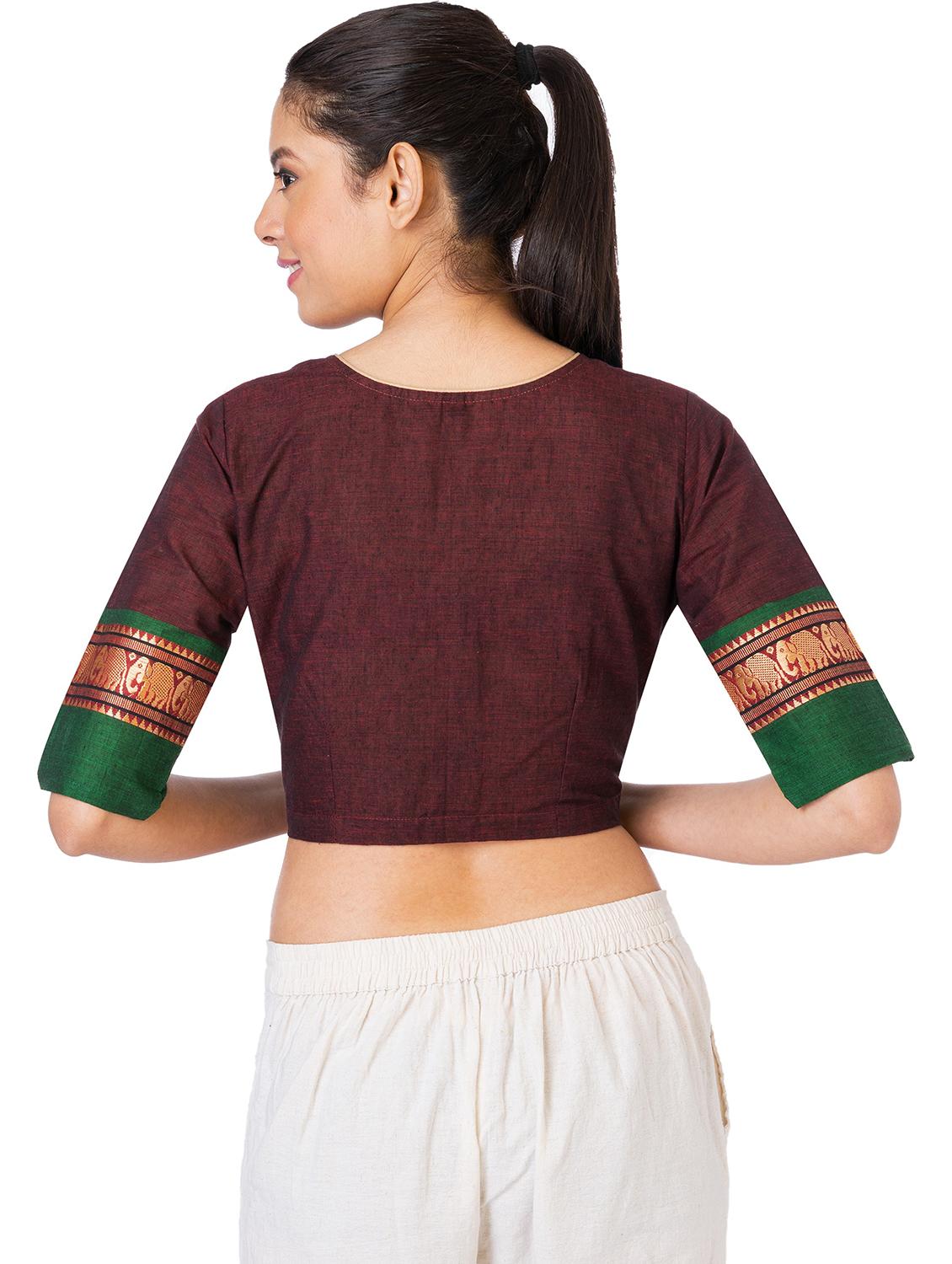 brown cotton regular blouse - 19452153 - Standard Image - 2