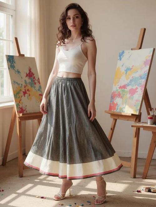 grey cotton aline skirts - 19452161 - Standard Image - 0