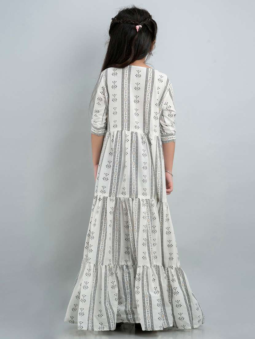 white printed anarkali kurti - 19452413 -  Standard Image - 2