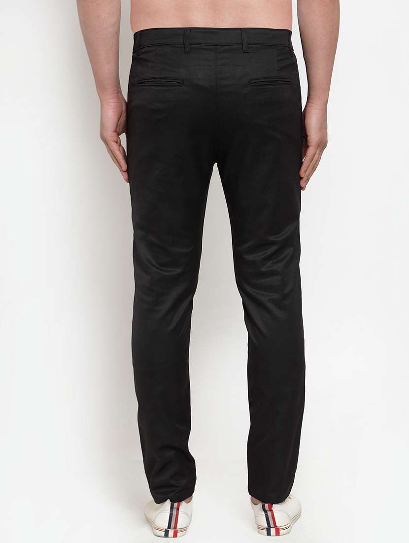 black cotton flat front chinos - 19453050 -  Standard Image - 2