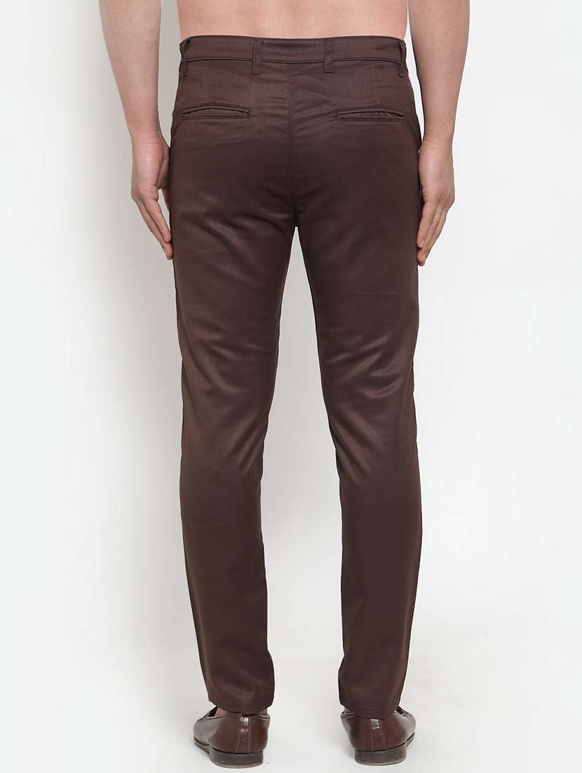 brown cotton flat front chinos - 19453051 -  Standard Image - 2