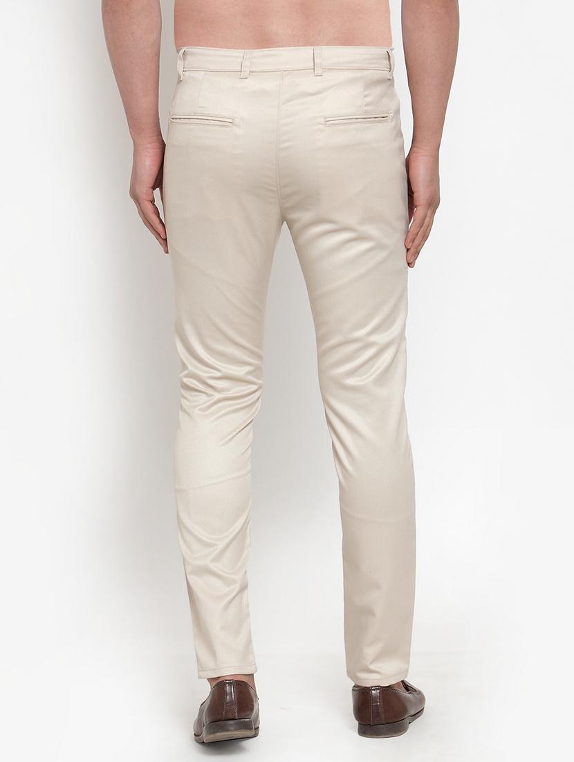 off-white cotton flat front chinos - 19453052 - Standard Image - 2
