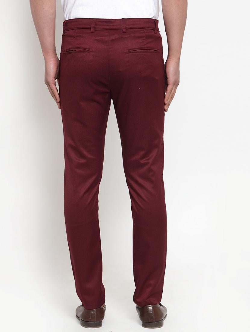 maroon cotton flat front formal trouser - 19453173 - Standard Image - 2