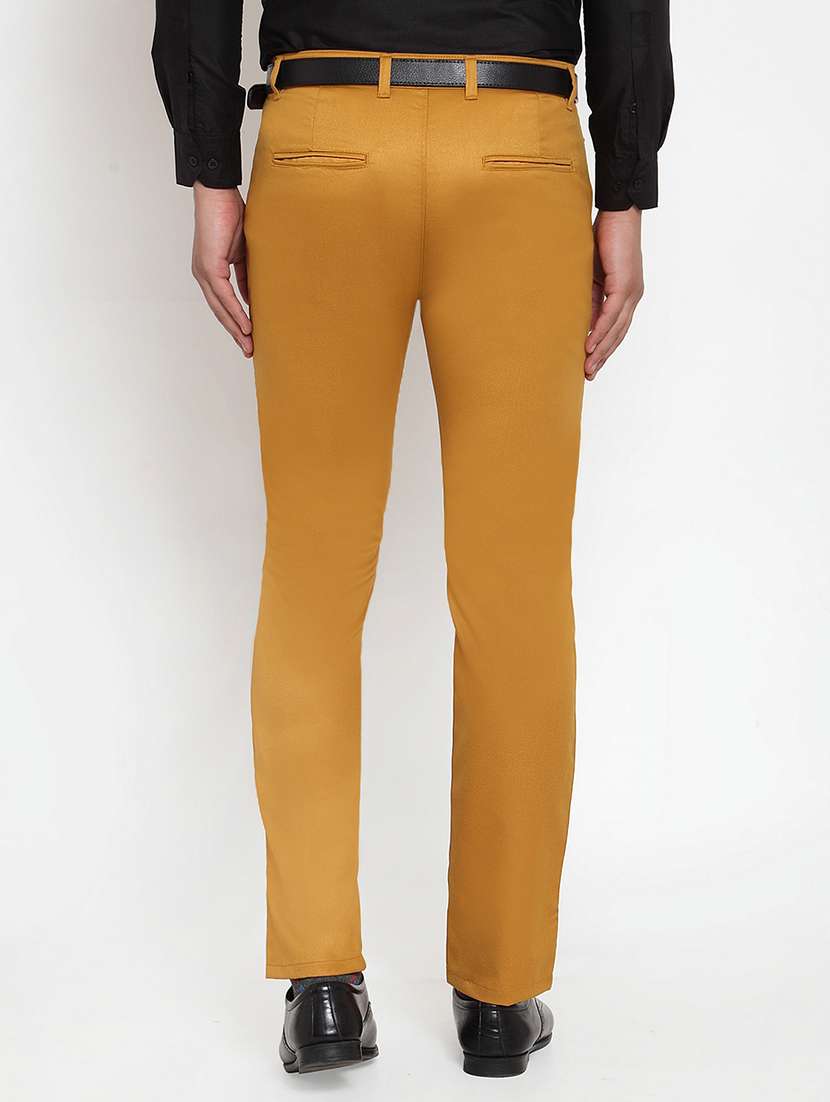 yellow cotton flat front formal trouser - 19453174 - Standard Image - 2