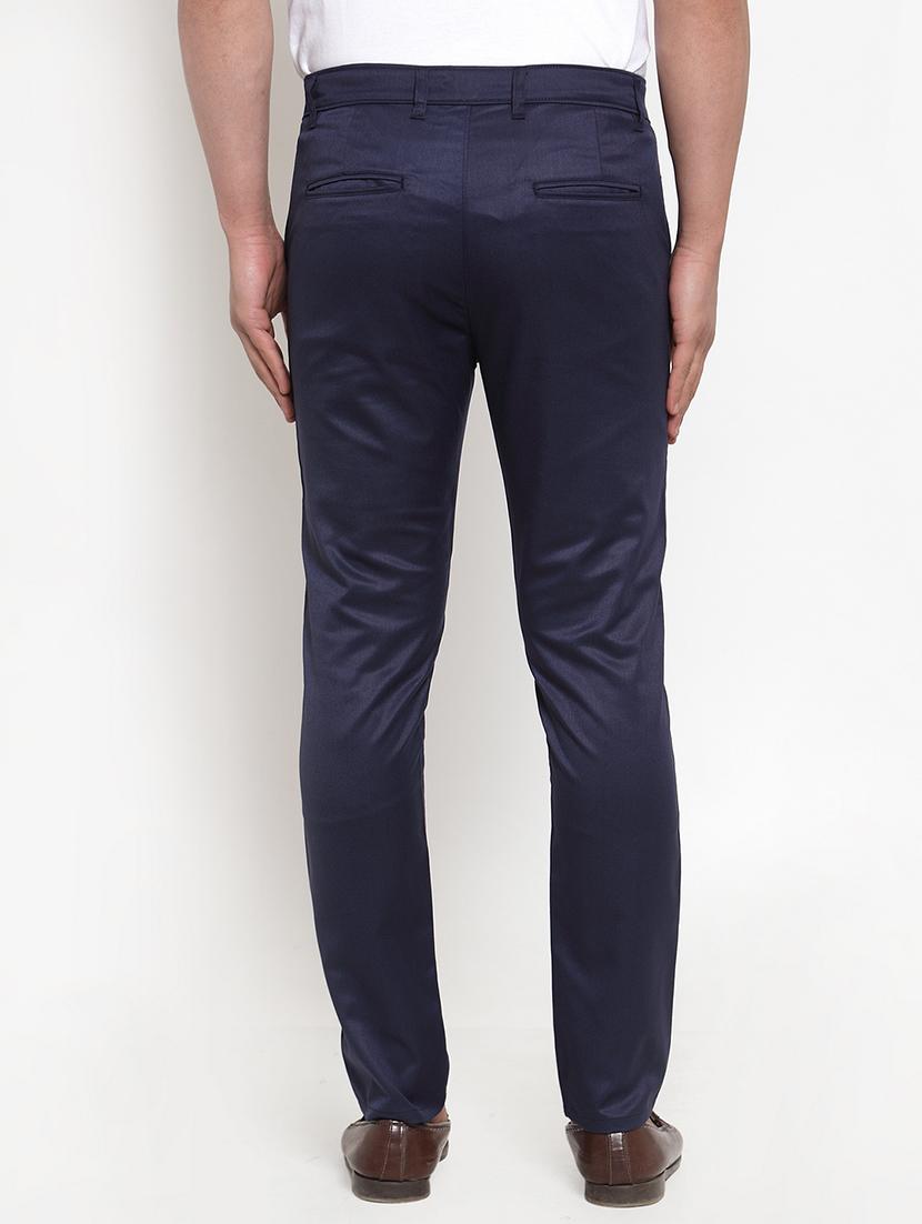navy blue cotton flat front formal trouser - 19453175 - Standard Image - 2
