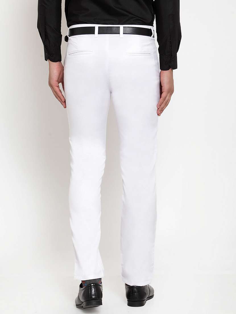 white cotton flat front  formal trouser - 19453177 -  Standard Image - 2