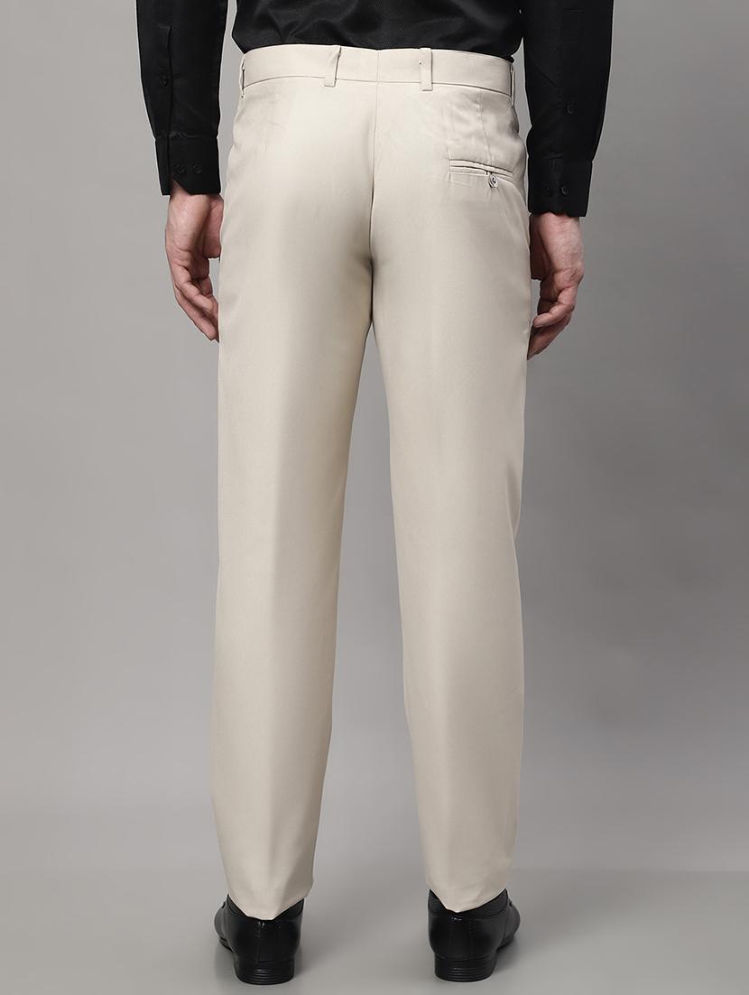 beige cotton flat front formal trouser - 19453181 - Standard Image - 2